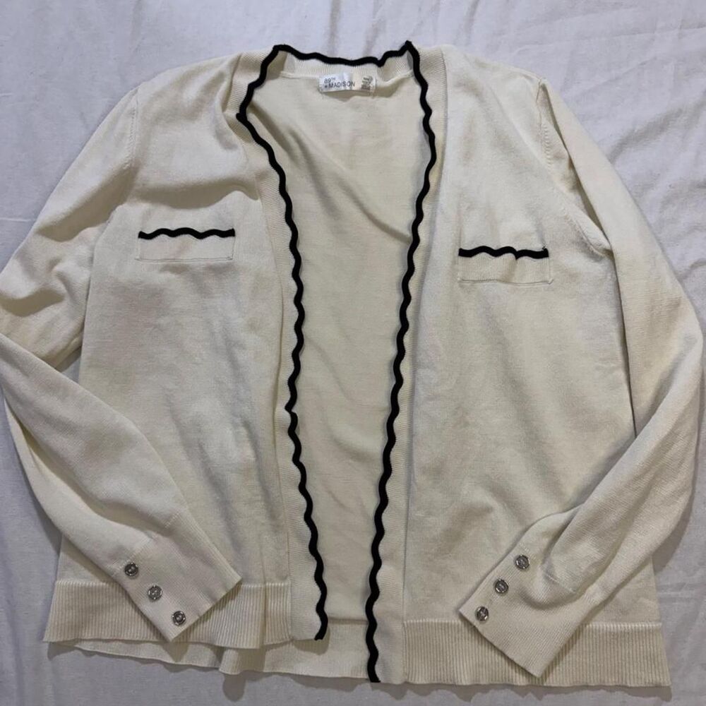 89th-madison Women's Cream and White Cardigan